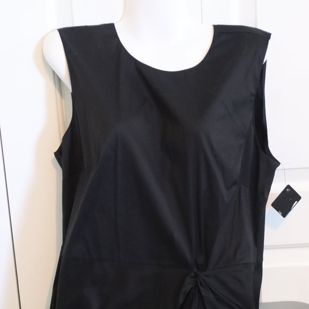 New Halogen Black Sleeveless faux tie Blouse Size XL Lightweight Casual Office